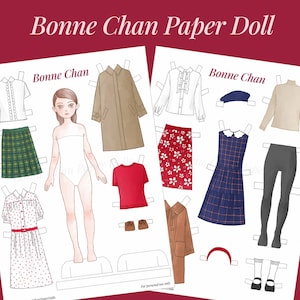 Paper Doll Printable PDF Bonne Chan / Craft Kit / Instant Download / Kid Craft / Paper Toys / Fashion Doll / Activities / Little Fashionista