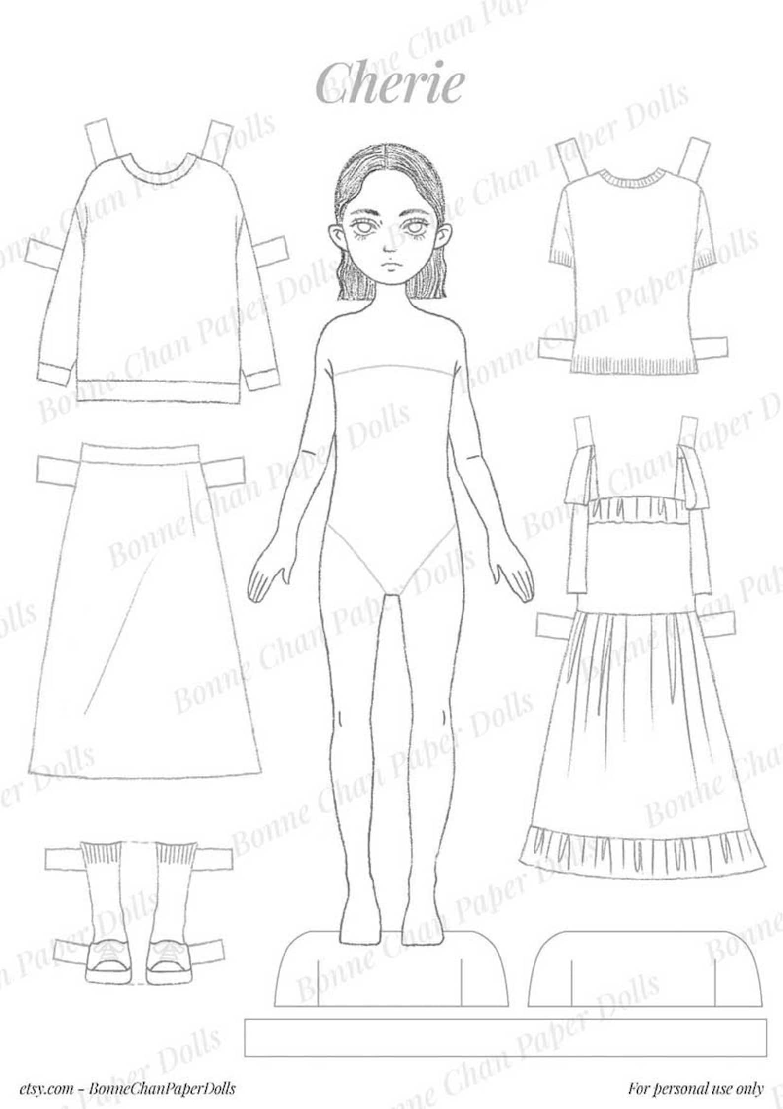 Paper Doll Printable PDF Cherie / Kids Toys / Craft Kit / Instant Download / Kid Craft / Paper