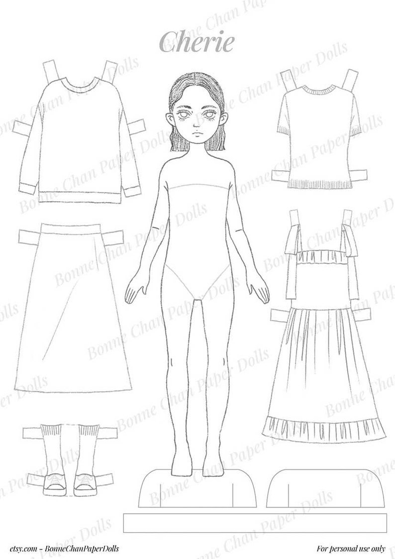 Paper Doll Printable PDF Cherie / Kids Toys / Craft Kit / Instant