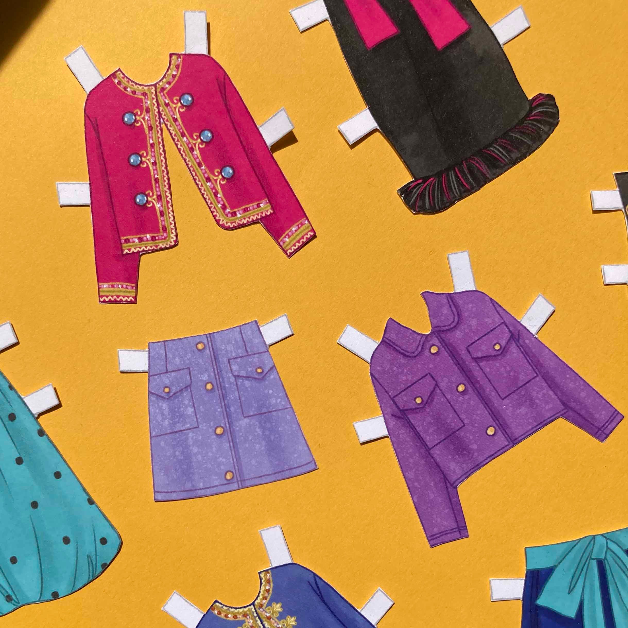 Paper Doll Printable Glamorous Jewel Toned PDF / Craft Kit / Instant