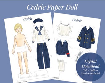 Papierowa lalka Sailor Boy: Cedric, ubrania do miksowania i dopasowywania (pobierz plik PDF)