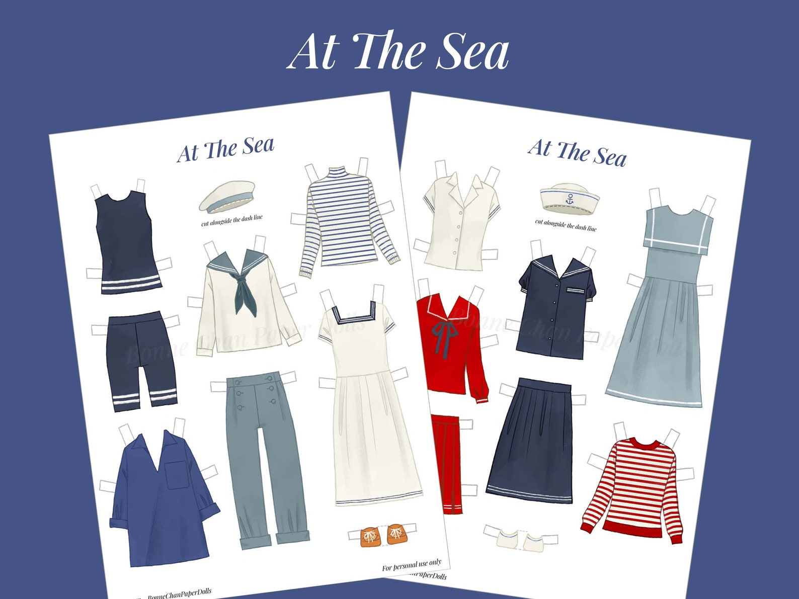 Paper Doll Printable PDF Clothes at the Sea / Kids Toys / Instant ...