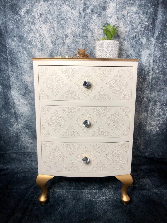 Bedside table gold and white deals