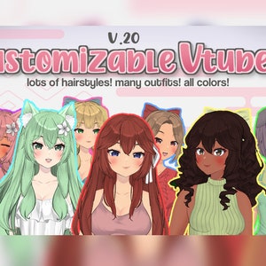 Customizable Anime Girl Premade Vtuber (endless customization+rgb slider!) **READ DESC**