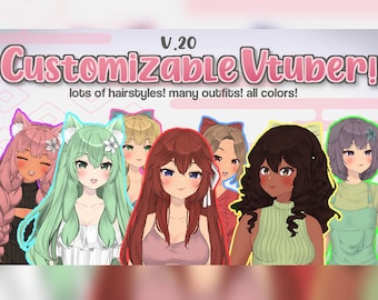 Customizable Anime Girl Premade Vtuber (endless customization+rgb slider!) **READ DESC**