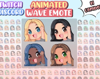 Animated Wave Emote ! (GIRL) - 81 Combinations - 9 Hair colors - 3 Eye colors - 3 Skin Colors