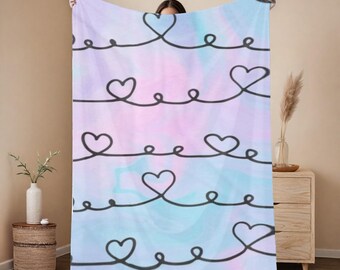 Cotton Candy Hearts Plush Blanket
