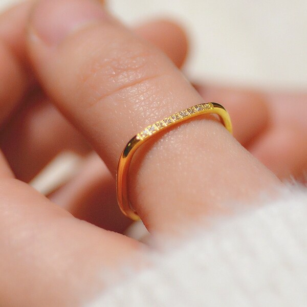 Gold Minimalist Square Ring  with Gems, Small Simple Ring, Stacking Ring,Minimalist Jewelry, Everyday Ring, Gift For Her, Mother's Day