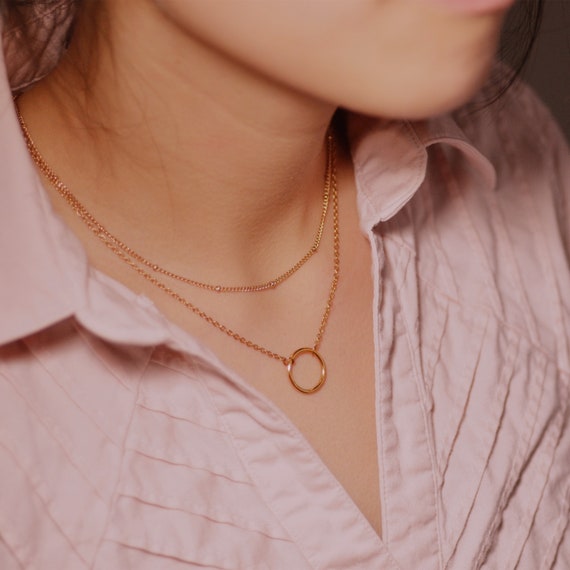 Rose Gold Layered Hoop Necklace