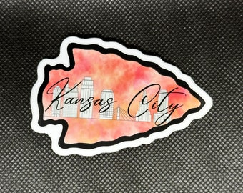 Kansas City Chiefs Arrowhead Sticker: City Skyline, Water-Resistant