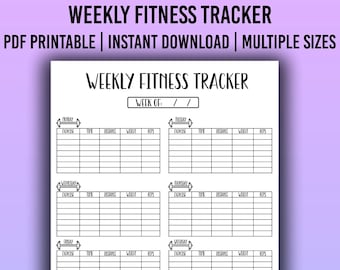 Tracker de fitness hebdomadaire - Journal de fitness - Tracker de fitness imprimable - Tracker d’exercice hebdomadaire - Tracker de fitness imprimable -Bujo Printables