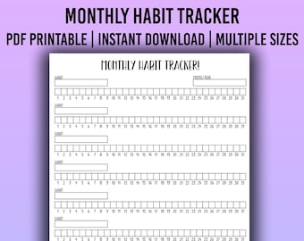 Monthly Healthy Habit Tracker - Habit Tracker Printable Page - Bujo Printables - Planner Insert - Printable Habit Tracker - Monthly Habits