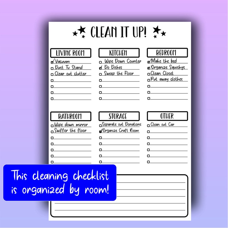 Cleaning Checklist, Blank Printable Checklist, Printable to Do List ...
