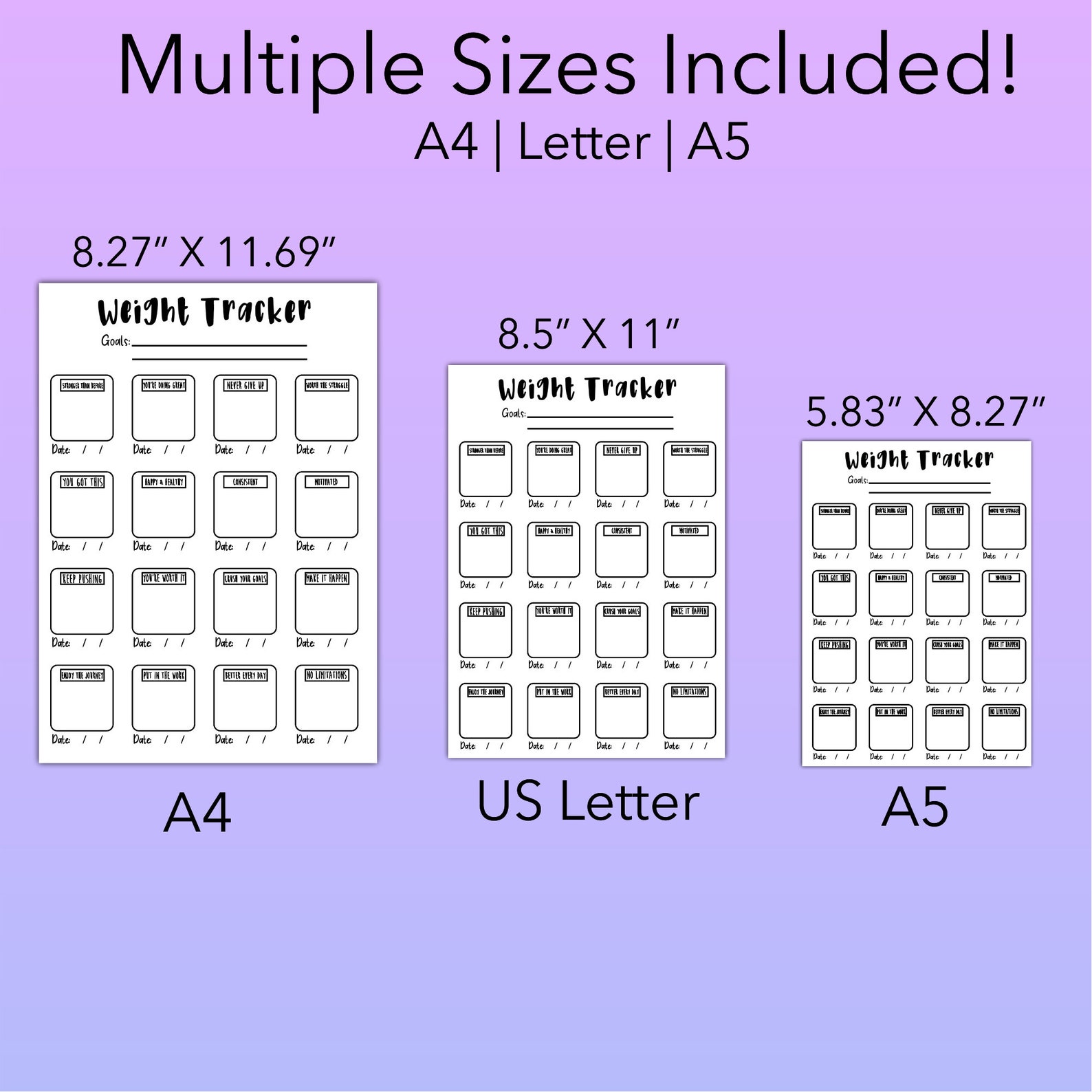 Weight Tracker, Printable Weight Tracker, PDF Weight Tracker, Weekly ...