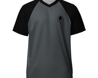 Pickleball baseball sleeve gray and black Recycled unisex sports jersey