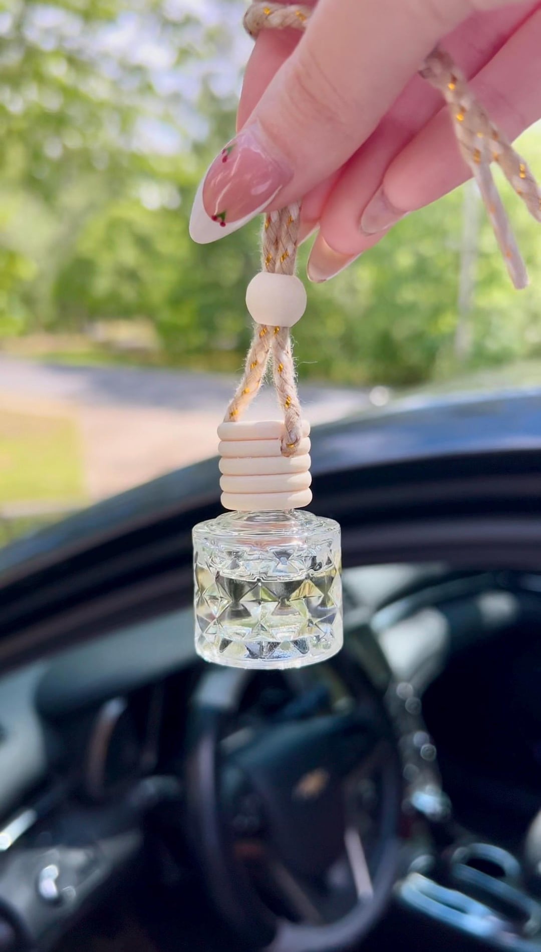 Crystal Glass Car Diffuser, Car Freshener, Luxe Car Charm, Boho Chic ...