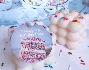 Birthday Cake Bubble Candle, Personalize Candle, Birth Color, Birthday Cake Scented Candle, Birthday gift for her