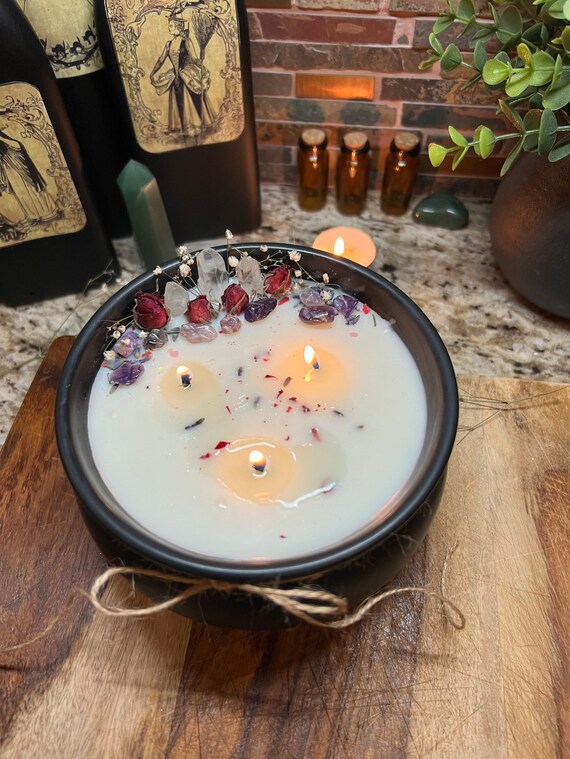 Large Crystal Cauldron Candle 22oz Lavender & Rose Etsy