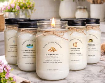 16 oz Farmhouse Mason Jar Candles, Calming Soy Candle, Cozy Relaxation Candle, Country Cottage Home Decor, Rustic gift for her