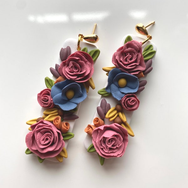 LILAH | Polymer clay earrings, Flower earrings, Boho earrings, Handmade earrings