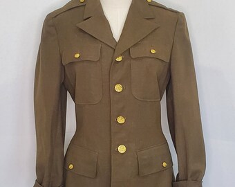Sexy Vintage World War 2 Army Jacket with Gold Buttons