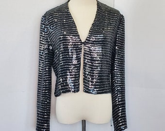 Vintage Emporio Armani Black Sequin Jacket Retro
