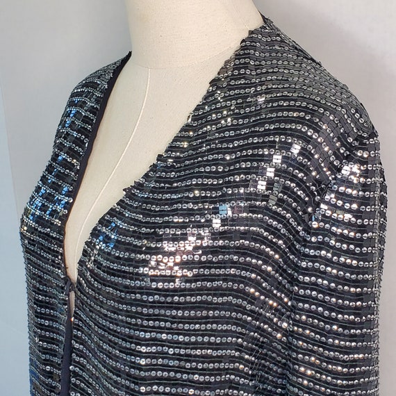 Vintage Emporio Armani Black Sequin Jacket Retro - image 5