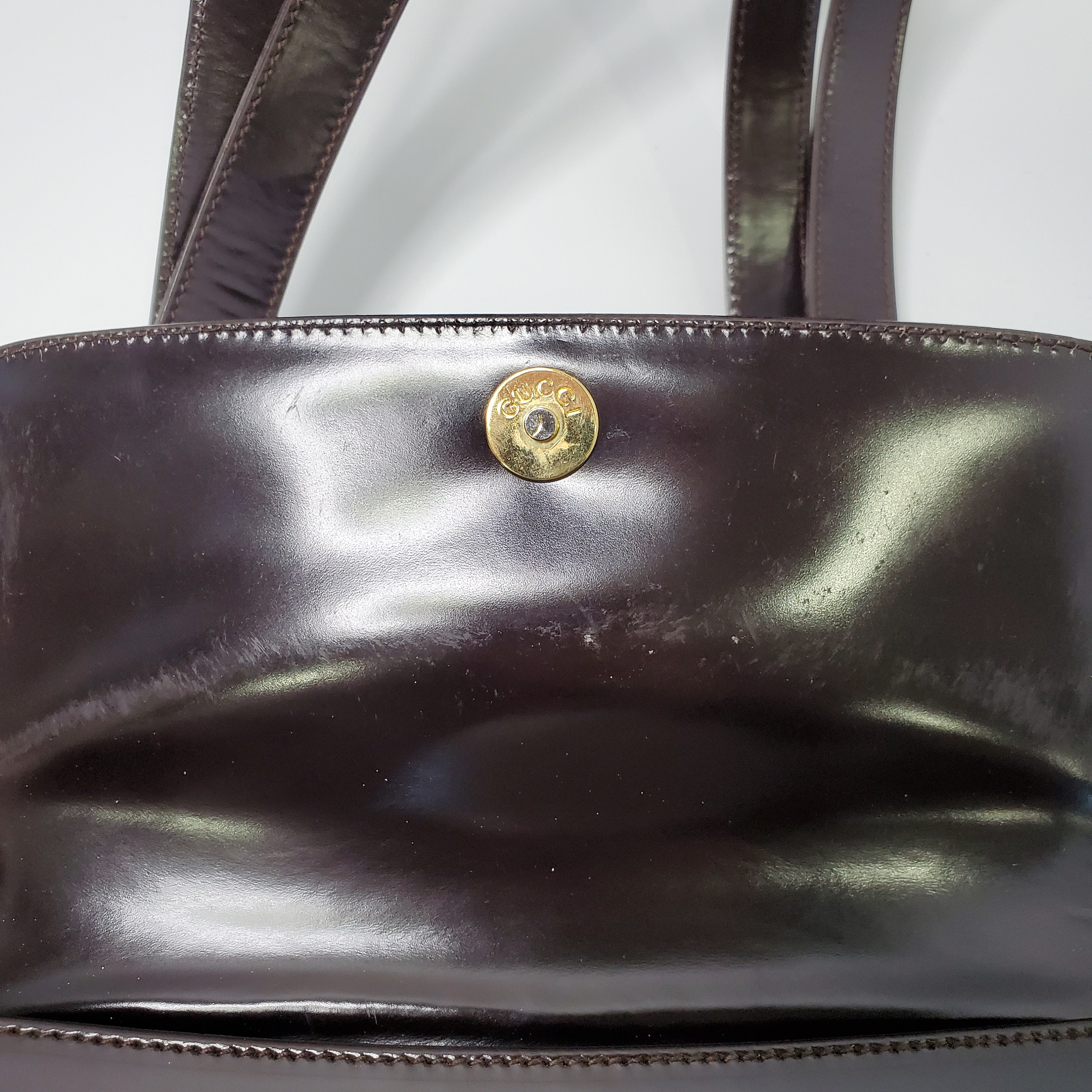 GUCCIベロアvintageバッグ✦ RARE Vintage Gucci Bamboo & Black Patent Leather Satchel Bag
