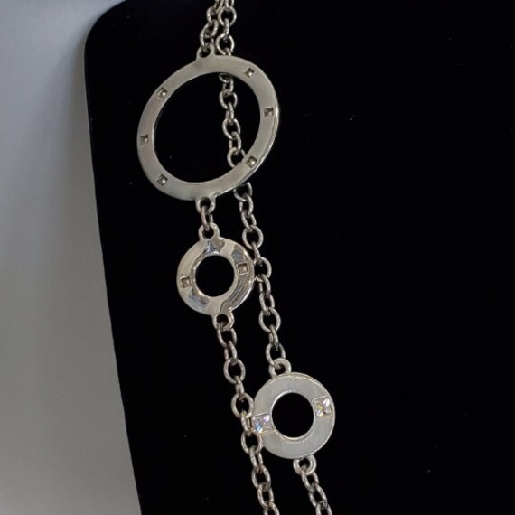 Vintage Silver Tone Chain Necklace with O-Ring St… - image 4