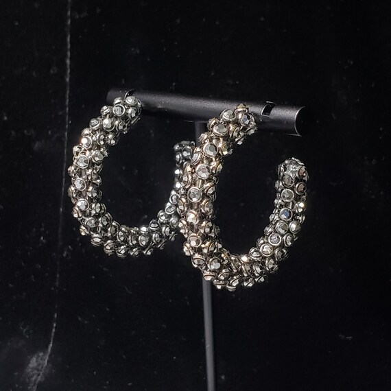 Vintage Stone Hoop Earrings - image 2