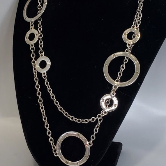 Vintage Silver Tone Chain Necklace with O-Ring St… - image 3