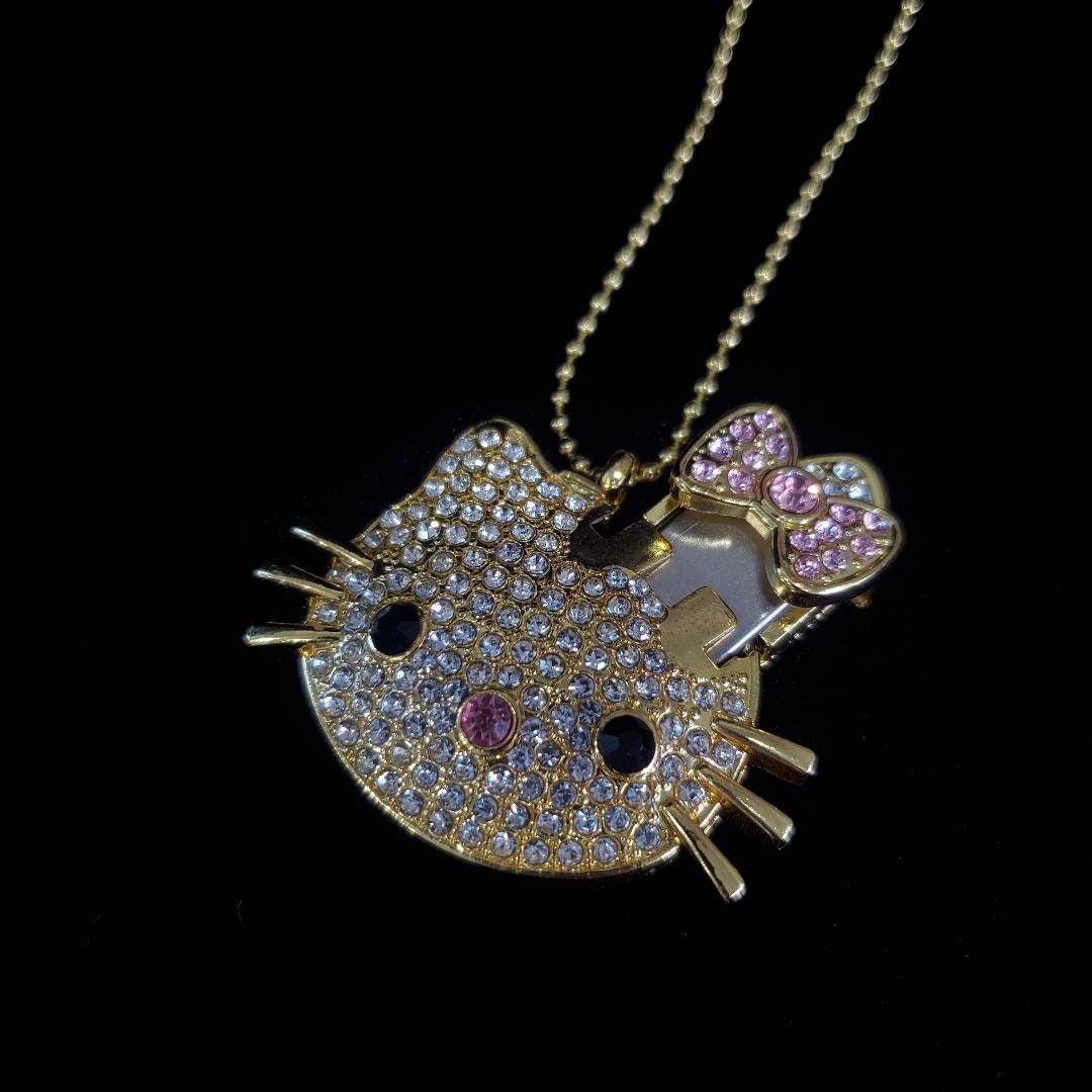 Y2k Hello Kitty Sanrio Necklace With Chain Alloy Silver Crystals Female  Charm Rhinestone Goth Pendant Jewelry Valentine Day Gift | Fruugo NO