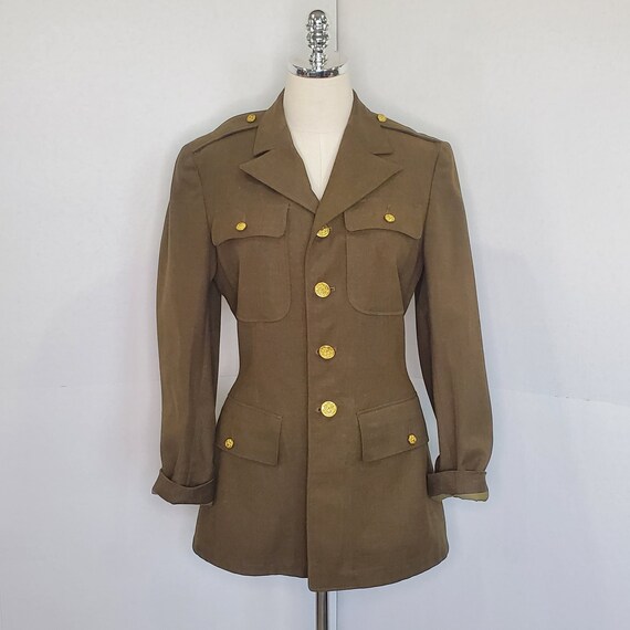 Sexy Vintage World War 2 Army Jacket with Gold Buttons Gem