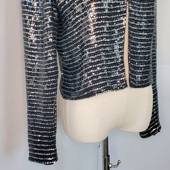 Vintage Emporio Armani Black Sequin Jacket Retro - image 4