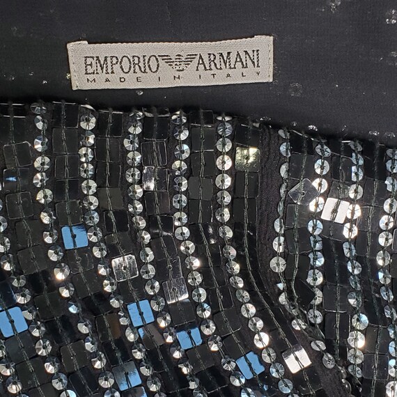 Vintage Emporio Armani Black Sequin Jacket Retro - image 7