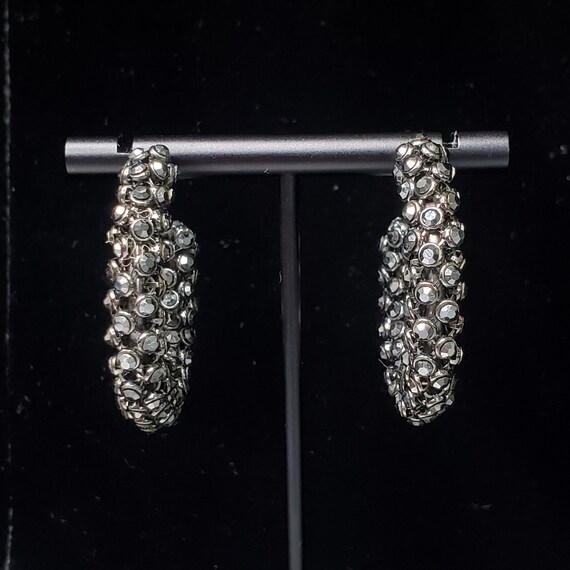 Vintage Stone Hoop Earrings - image 3