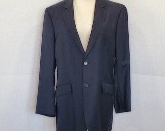 Vintage Burberry Wool Pinstripe Men's Blazer with Chain Detail Inside Size 54R