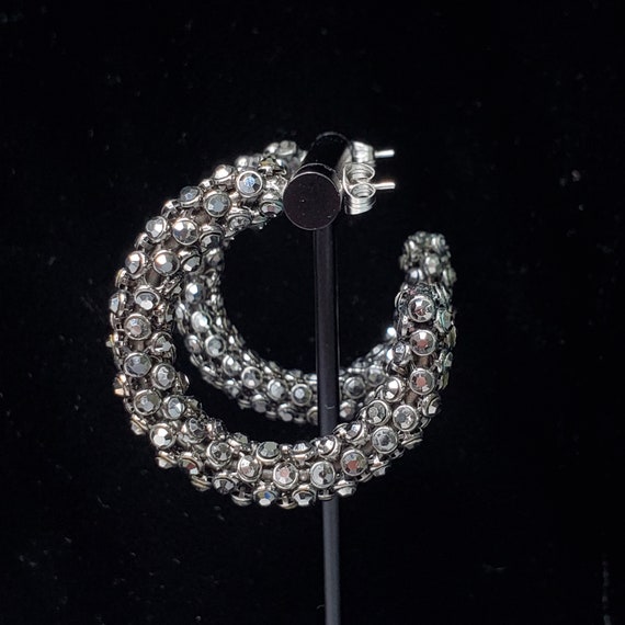 Vintage Stone Hoop Earrings - image 4