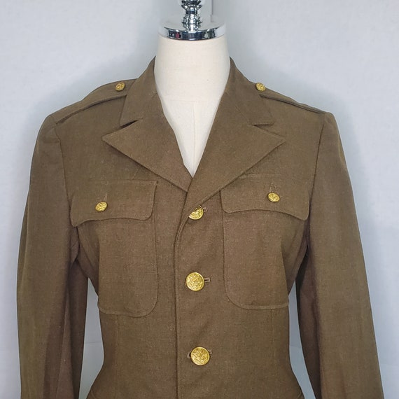 Sexy Vintage World War 2 Army Jacket with Gold Buttons Gem