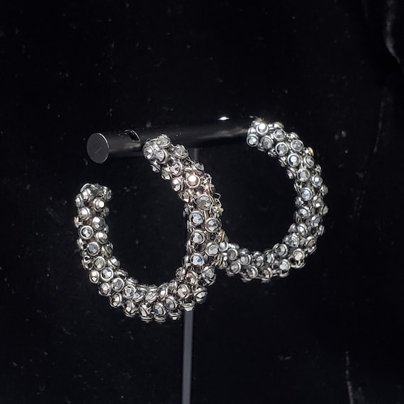 Vintage Stone Hoop Earrings - image 1