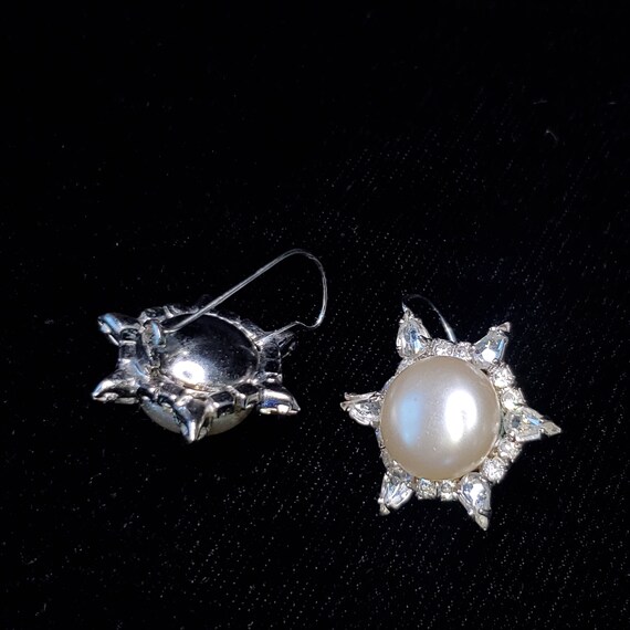 Vintage Rhinestone Drop Earrings with Faux Pearl … - image 5