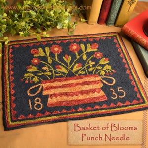 Punch needle PDF pattern - Basket of Blooms