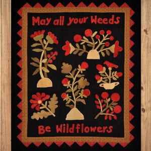Wool applique quilt PDF Pattern - Wildflower Wishes