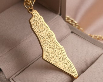 Collier Pendentif Carte De Palestine - Drapeau Breloque Creuse Tendance