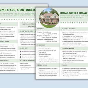 Strony informacyjne dla opiekunów domów, edytowalny szablon opieki nad domem dla gości, wakacje, podręcznik z instrukcjami wynajmu
