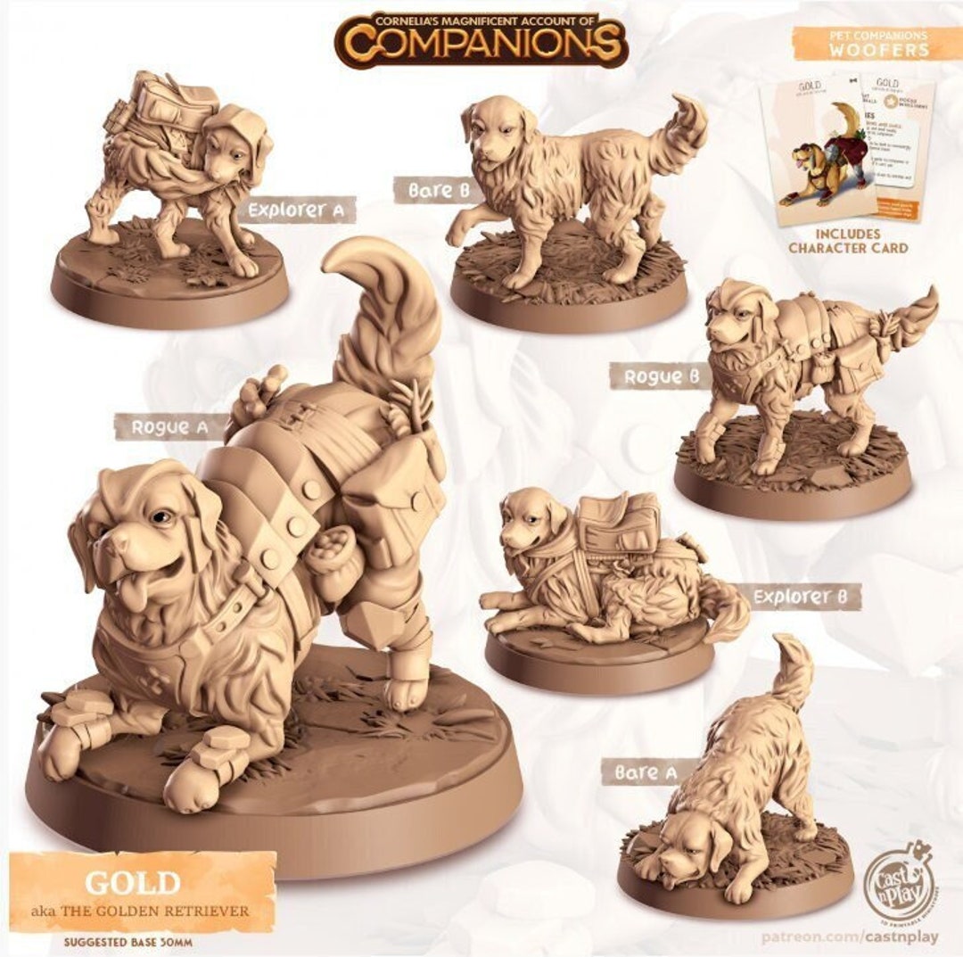 Gold Dnd Golden Retriever Mini Table Top Miniature Castnplay Companion