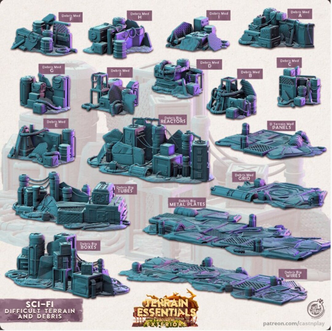 Sci-Fi Crash Site Terrain – 3D Printed Wreckage Scenery For 28-32mm Tabletop Games