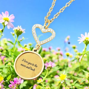 Pendentif Je t&#39;aime jusqu&#39;à la lune et le dos | Cadeau d&#39;anniversaire | Cadeau de mariage | Cadeau d&#39;anniversaire pour femme | Collier à pendentif mère et fille