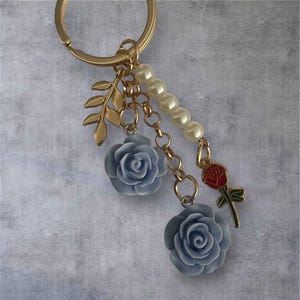 Blue Rose Keyring | Flower Keychain | Rose Bag Charm | Flower lover gift | Birthday Gift | Wedding Gift | Bridesmaid Gifts | Romantic gift