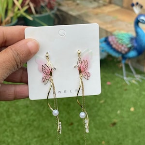 Fairy Wing Dangle earrings| Fairy core earrings|Butterfly earrings |Elegant Bridal earrings |Fantasy Earrings | Easter Gift |Wedding Gift
